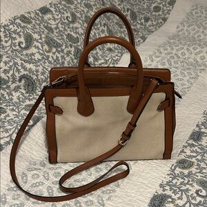 Elegant Brown and Cream Women's Handbag